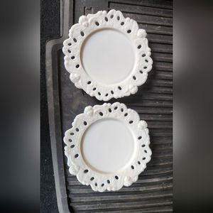 Dithridge 9" milk glass cherub plates 1890s era.